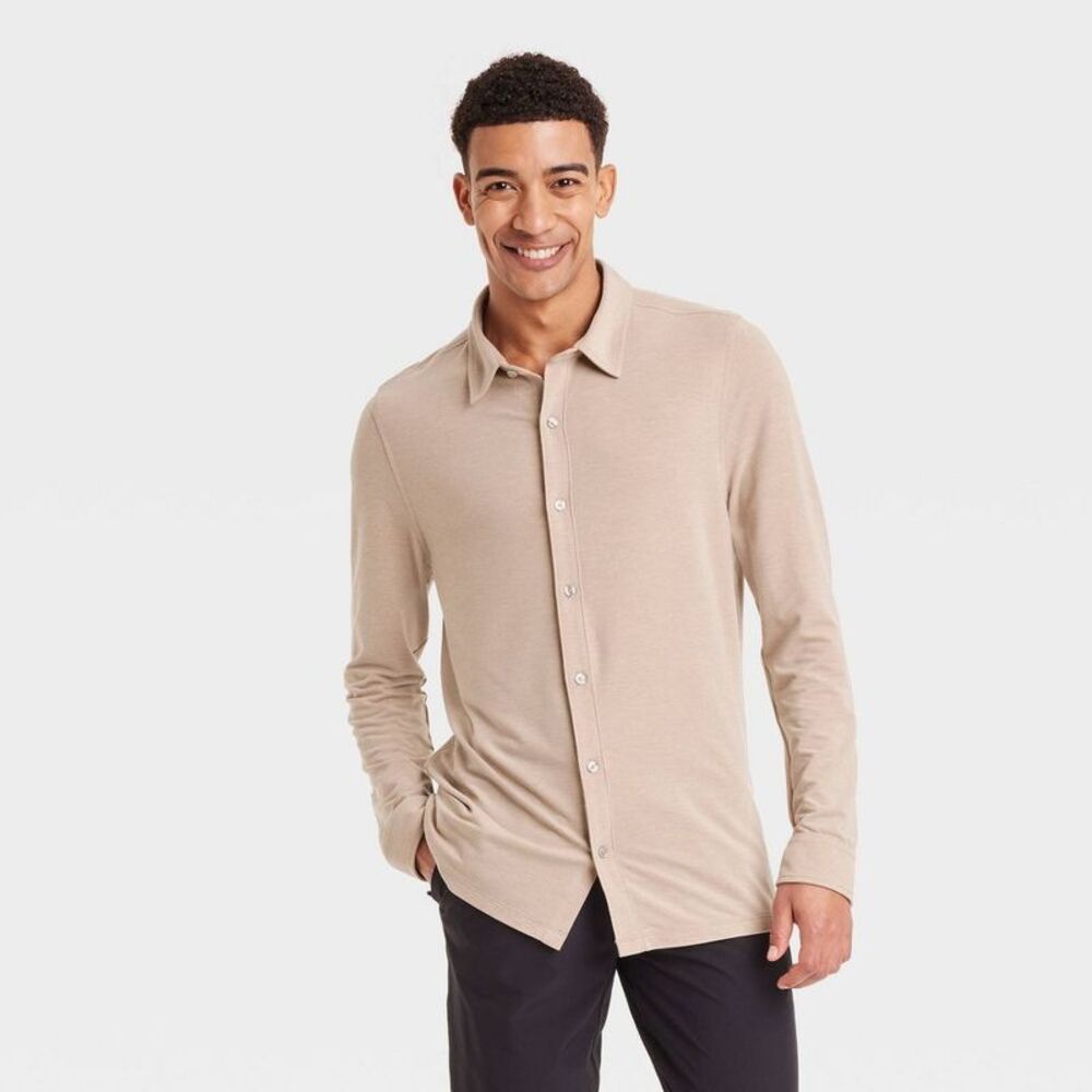 All In Motion - Men's Long Sleeve Commuter Shirt - All In Motion T Beige